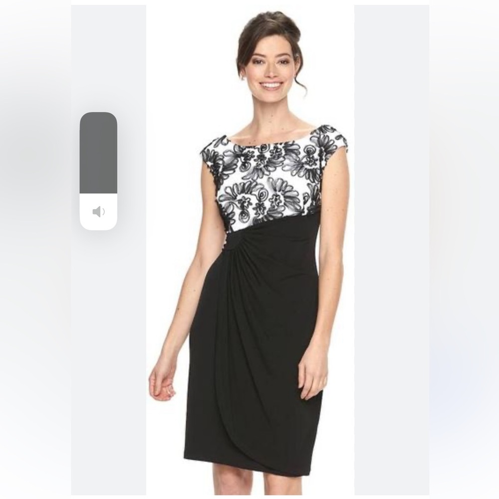 Connected Apparel Soutache Lace Black & White Formal Occasion  Dress  Size 6